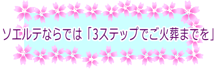 ソエルテならでは「3ステップでご火葬までを」
